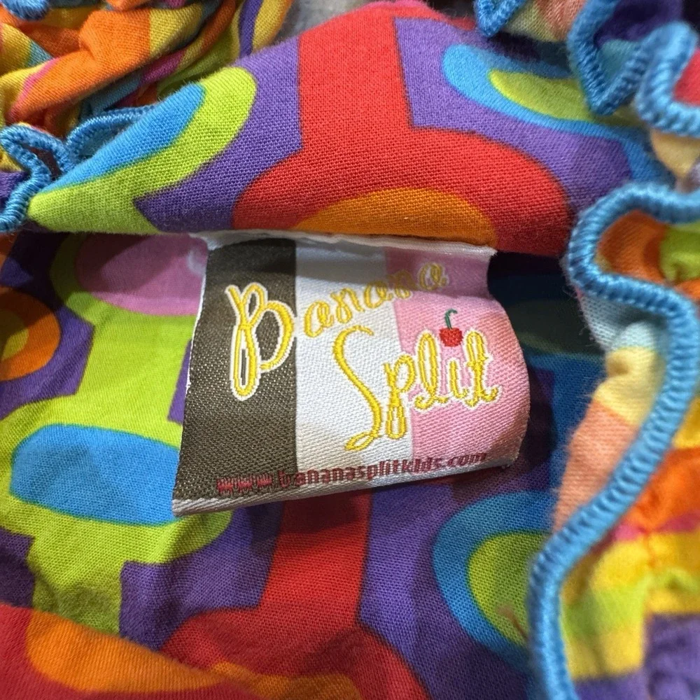 Banana Split Rainbow Colorful Ruffle Midi Dress Girls Size 6‎ Bright Play Summer